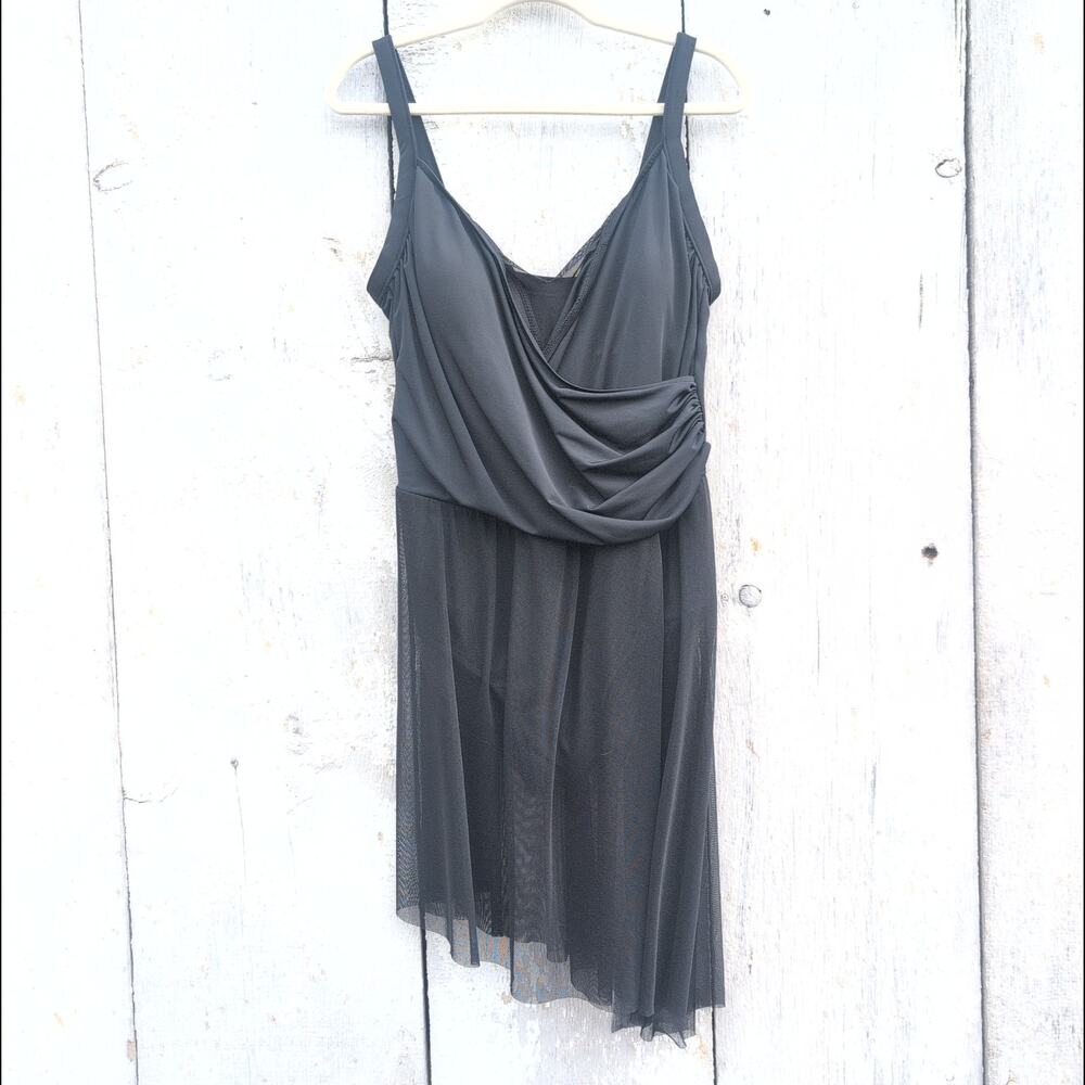 Carol Wior 3 Way One Piece Slimsuit Sarong Mesh Skirt Women's 18W